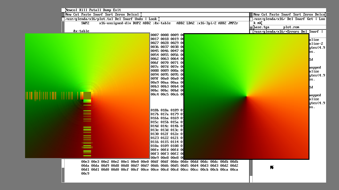 Image: Two typical radial UV mangos, but one is getting blocky towards the origin and glitching out in some places.