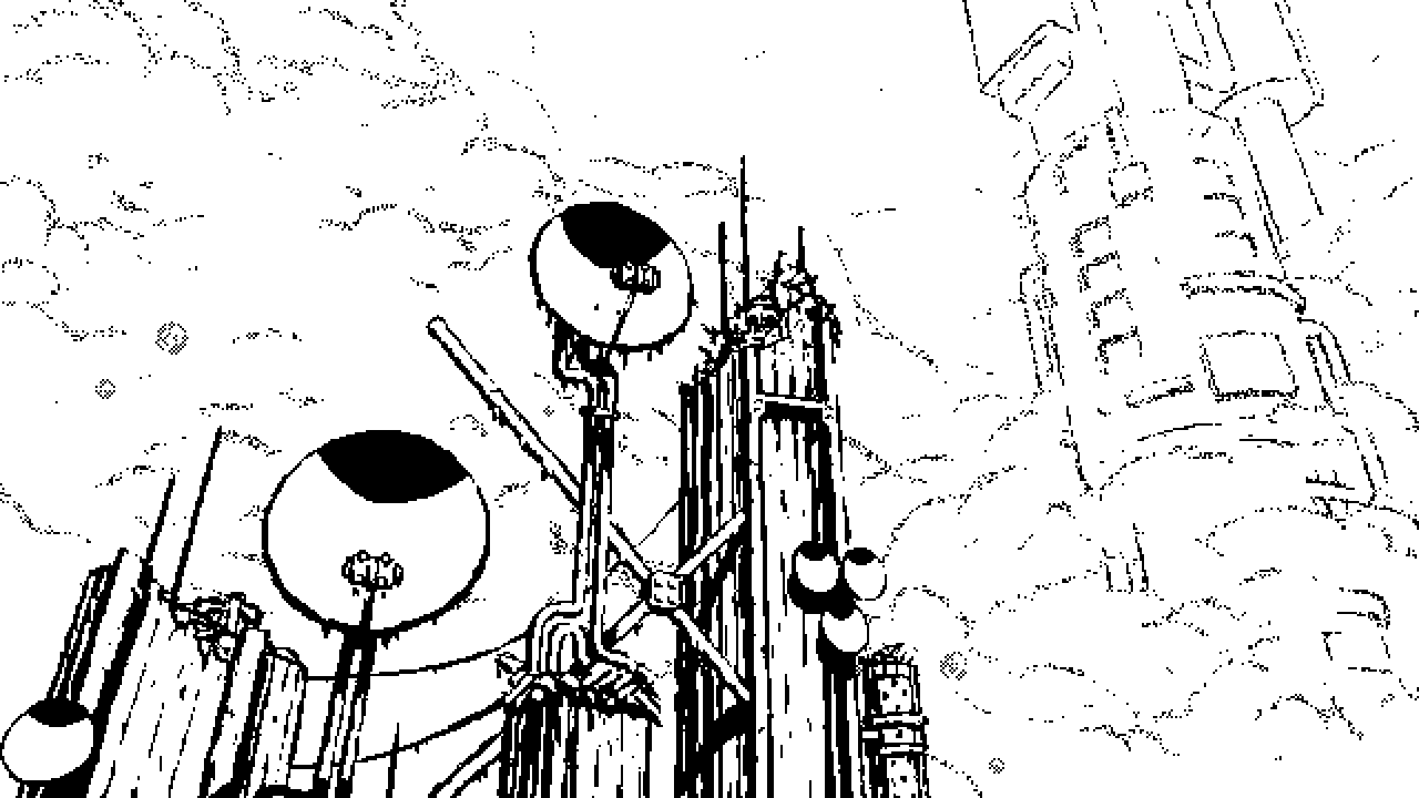 Image: A ruined communications facility amidst a backdrop of dense, layered clouds. Our attention is divided; a colossal mast seen through an opening in the cloud cover, its intricacies veiled by the mist. Stretching far beyond the clouds, we could probably see the top but its details would be blurred from the sheer verticality. In the foreground, crumbling pillars that straddle the clouds, adorned with numerous dish antennas that have weathered the passage of centuries; their purpose now a fading echo of forgotten voices, long dead.