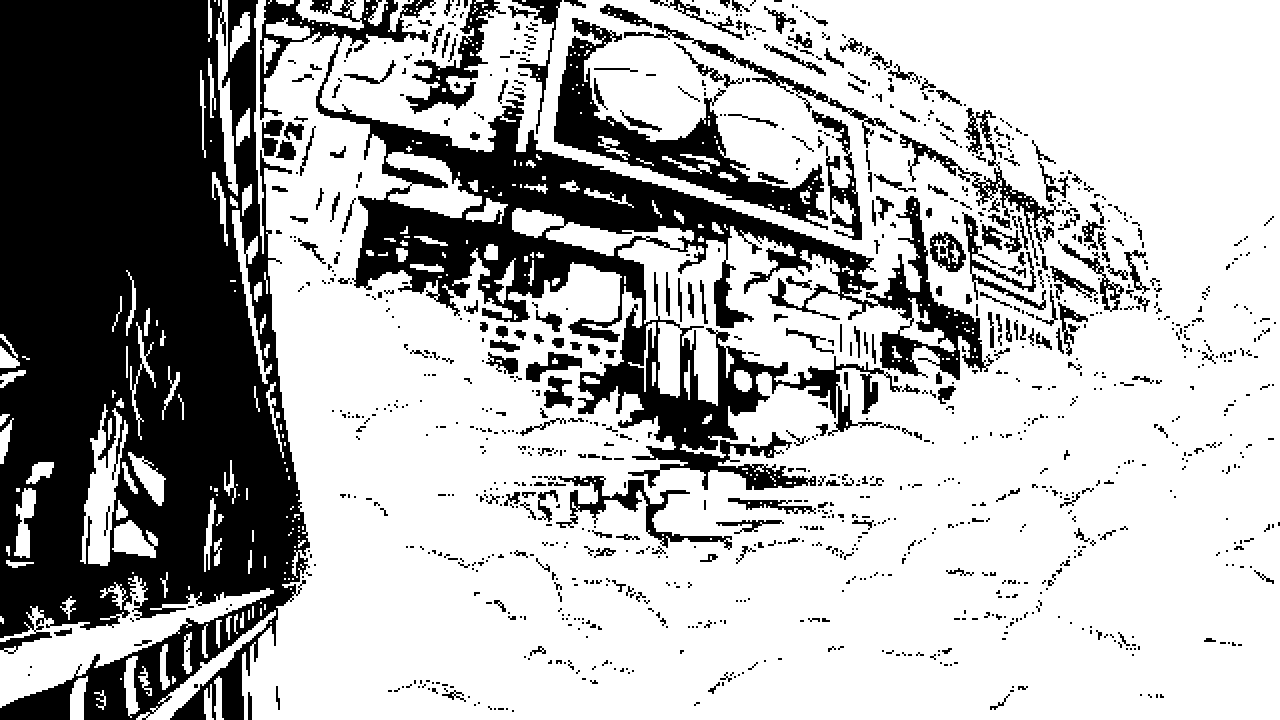 Image: A long bridge stretching into the distance, its abandoned roadway now shattered from the merciless batterings of heavy rains. Miles above the ground, it usually would be completely shrouded by the fogginess of the clouds, but an opening in their cover reveals something else looming above, something worlds apart in size: a colossal superstructure, taking up half of the entire sky. The sheer scale and enormity of this megalithic fortress of machinery introduces us to our vast, chilling insignificance.